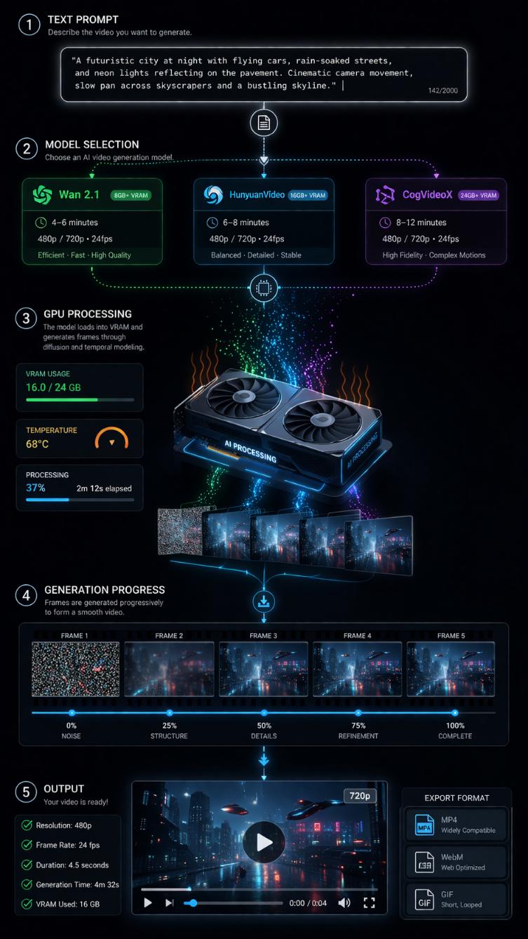 Workflow de génération vidéo IA avec GPU